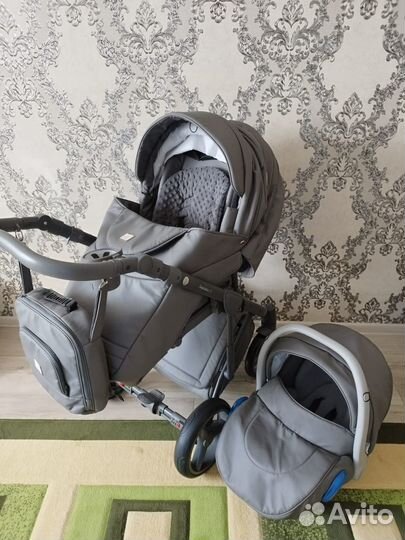 Коляска 3в1 Adamex Luciano Deluxe Q102 Темно-серая