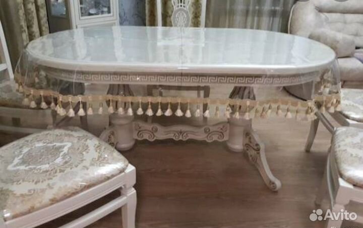 Силиконовая(прозрачная) скатерть с бахромой