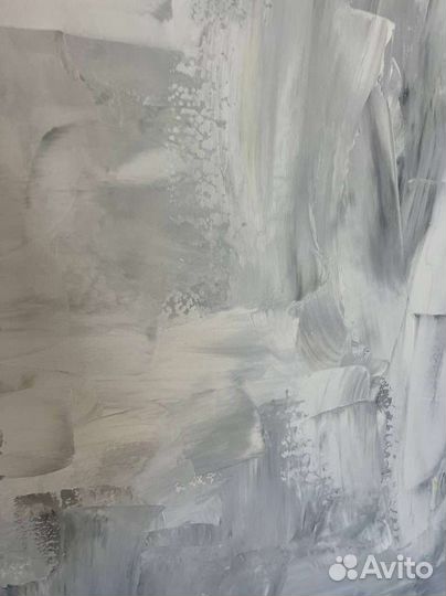 Картина маслом серая абстракция