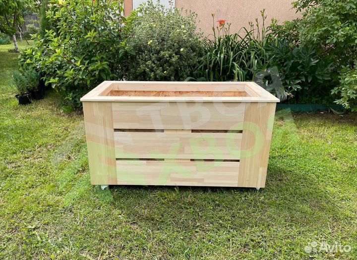 Кашпо деревянные Передвижные (с колесиками)