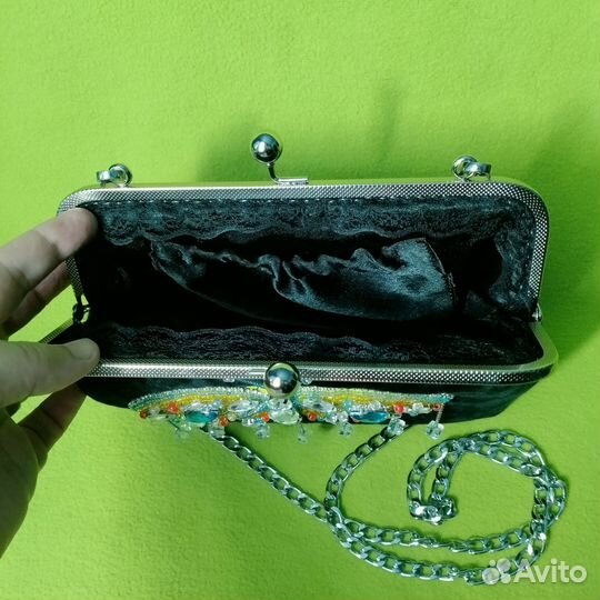 Клатч черный бархатный. Винтажный стиль