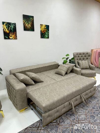 Диван прямой на кухню с креслами