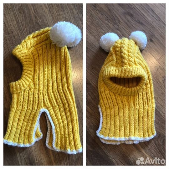 Вязаная шапка-шлем для девочки