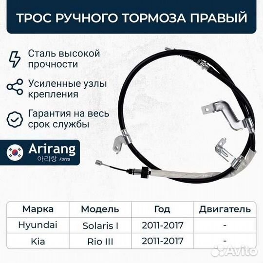 Трос ручного тормоза правый