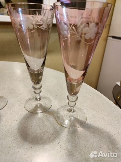 Фужеры винтаж цветное стекло/хрусталь СССР, рюмки