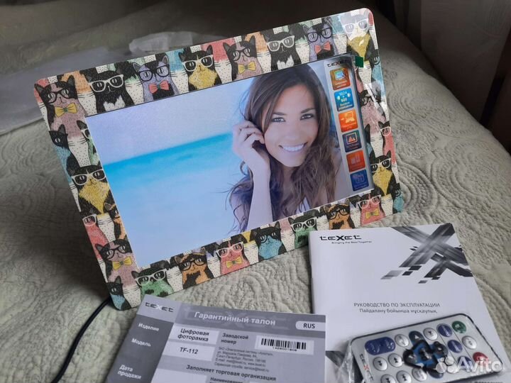 Цифровая фоторамка новая 6в1 музыка часы котики