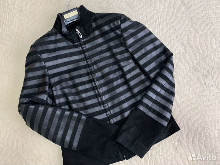 Жакет из натуральной кожи и замши