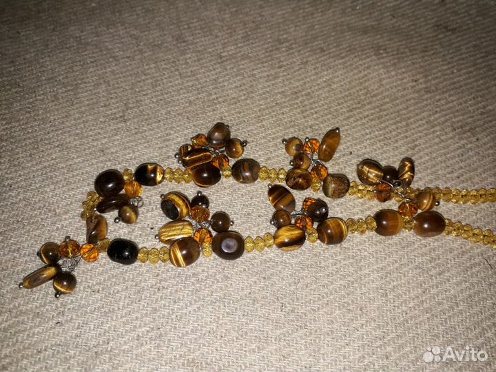 Красивые бусы колье камень стекло 60 см