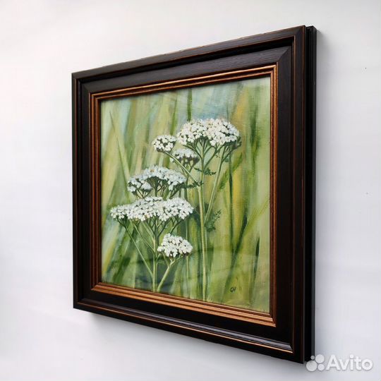 Картина маслом на стену для интерьера, полевые цве