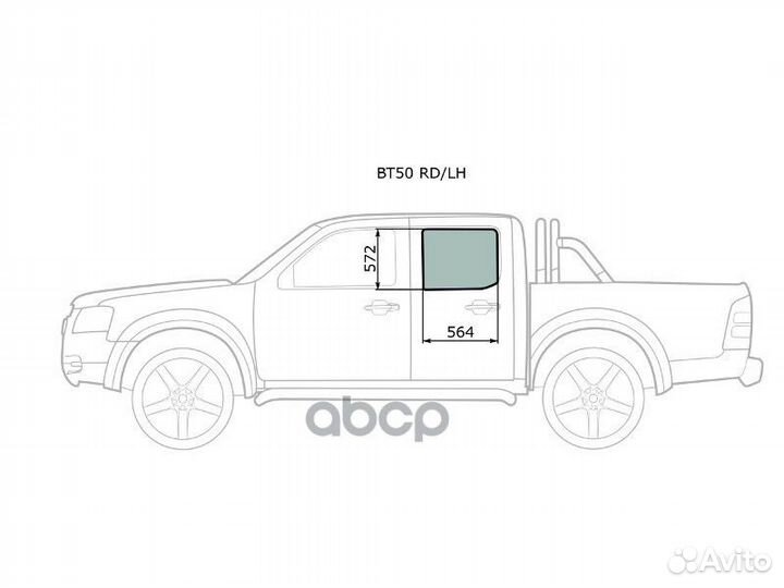 Стекло боковое опускное (Сзади/ Слева/ Цвет зел