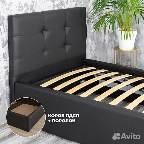 Кровать 90х200 черная Роза