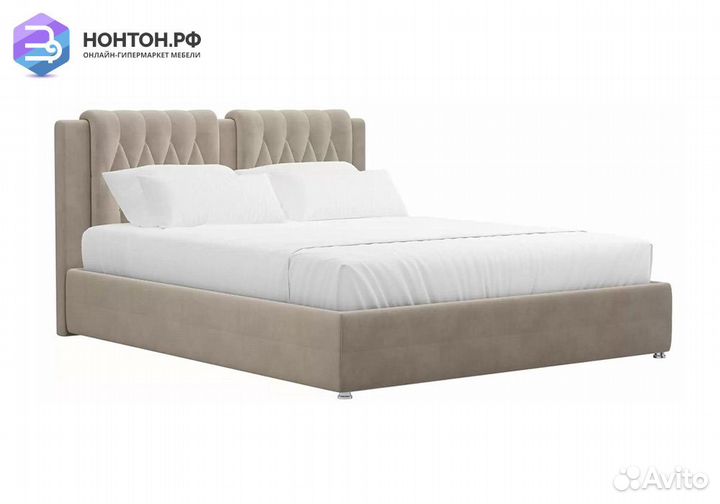 Кровать Камилла велюр бежевый