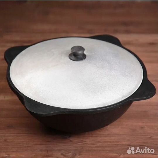 Казан чугунный 6л с плоским дном