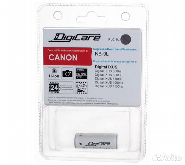 Аккумулятор DigiCare PLC-9L / NB-9L / ixus 300HS