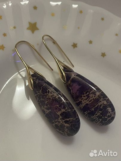 Серьги с натуральным кварцем