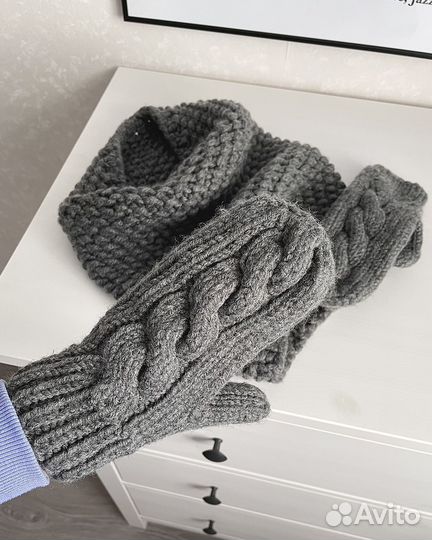 Комплект зимний снуд и варежки