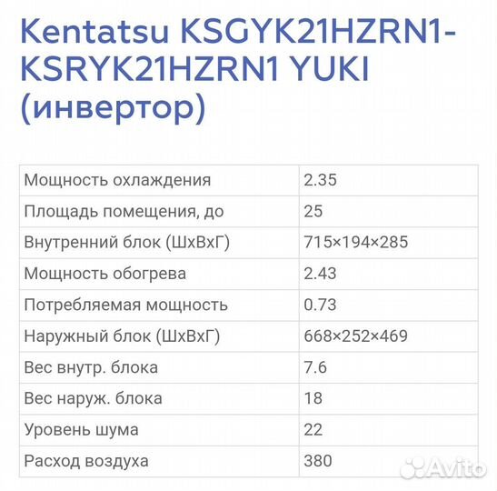 Сплит система kentatsu 07 Inverter