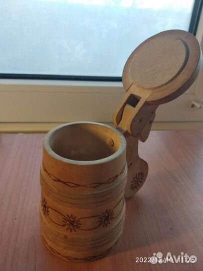 Кружка пивная, деревянная сувенирная