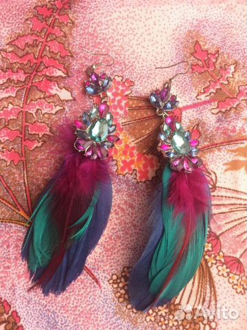 Серьги перышки