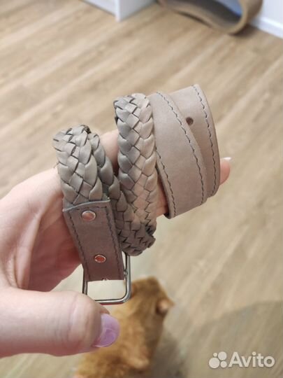 Ремень кожаный плетёный