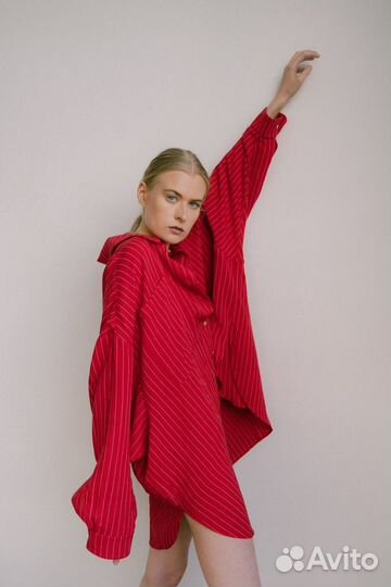 Костюм красный в полоску oversize