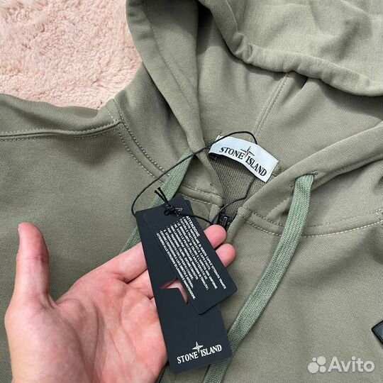 Зип-худи Stone Island + термопатч хаки цвета