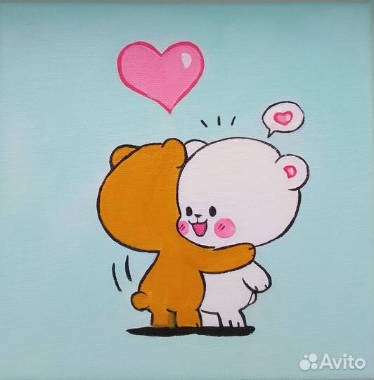 Картина Мишки на холсте 20*20 см