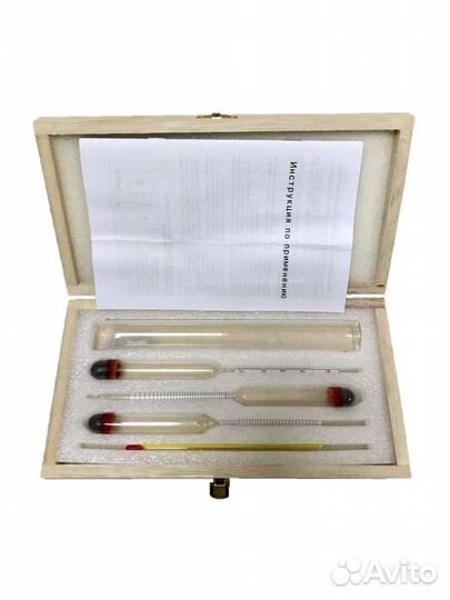 Набор спиртомеров асп-3 в деревянном кейсе