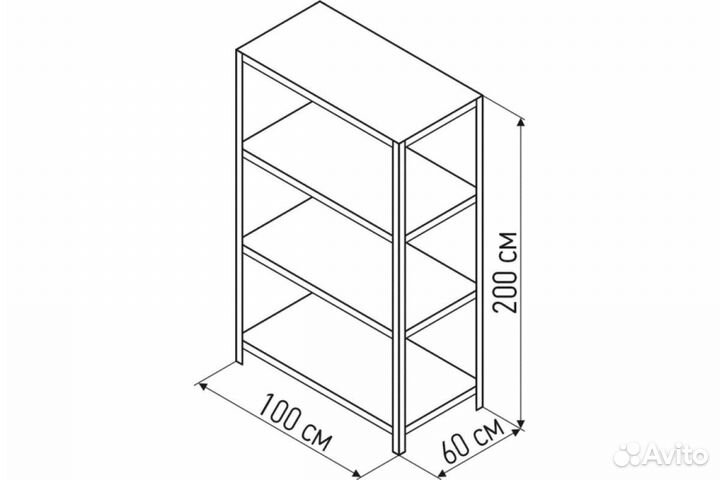 Стеллаж пакс мс-264 200х100х600