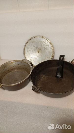 Сковороды из литого алюминия, СССР, тяжелые