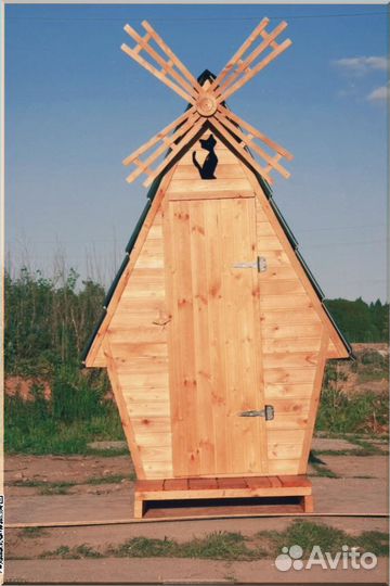 Дачный туалет с декором и установкой SAT