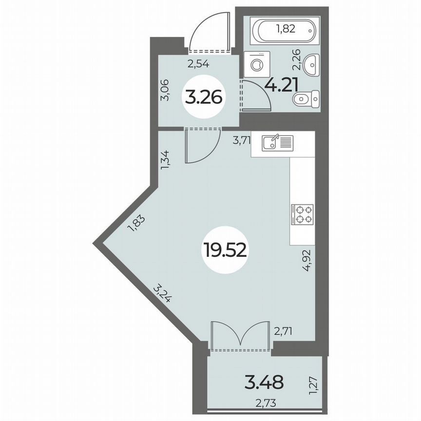 Квартира-студия, 28 м², 7/24 эт.