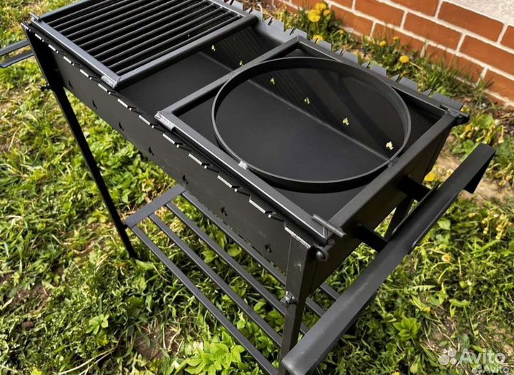 Мангал с подставкой под казан и решёткой