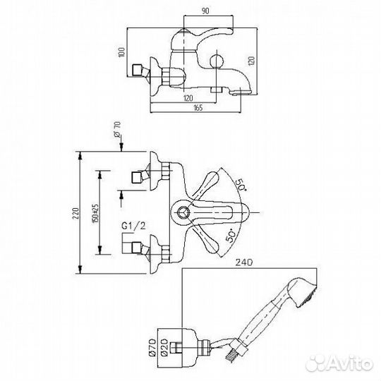 Смеситель для ванны Migliore Lem 25882 золото