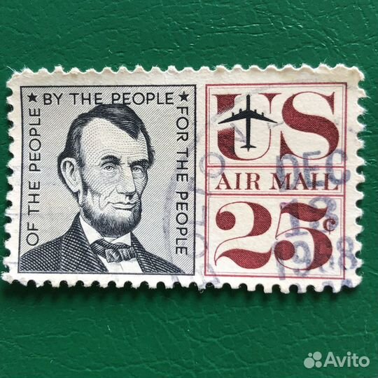 Марка USA Авраам Линкольн - Авиапочта, 25 центов