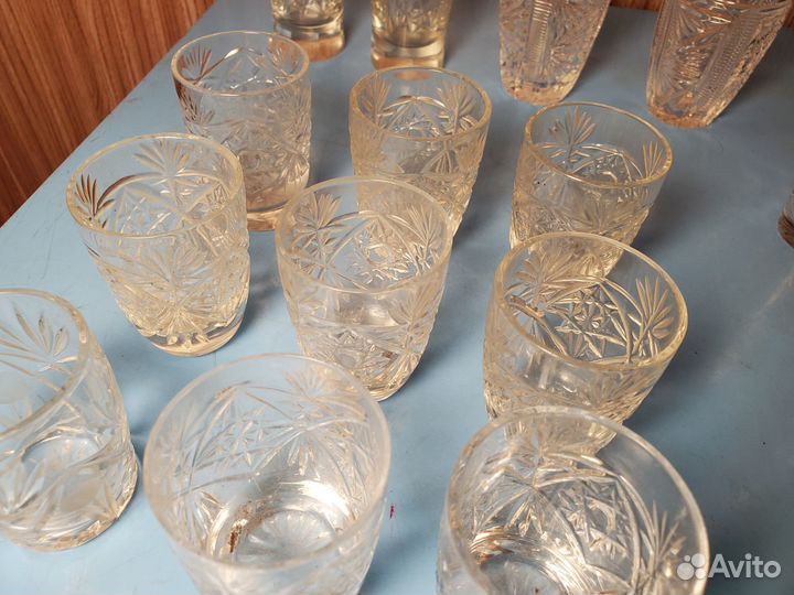 Рюмки и бокалы хрустальные, хрусталь СССР - 22 шт