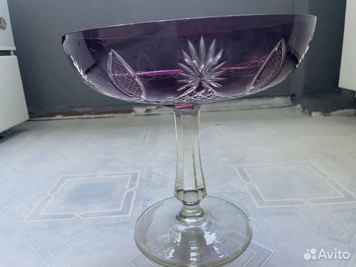 Ваза для фруктов хрусталь цветное стекло СССР