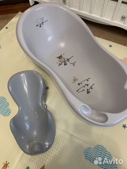 Ванночка для купания с горкой, стульчик в подарок