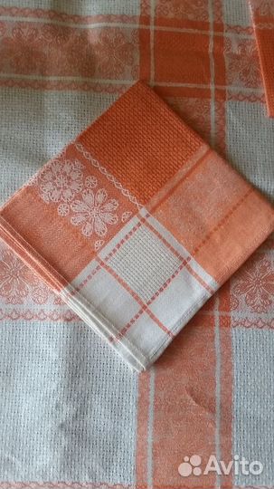 Скатерть с 6 салфетками льняная новая СССР