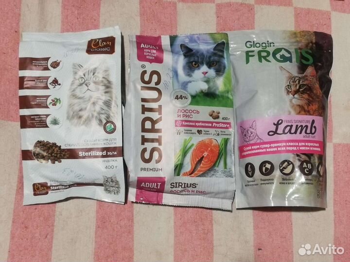 Сухой корм 10 уп + влажный + тест + 3 шт лакомства