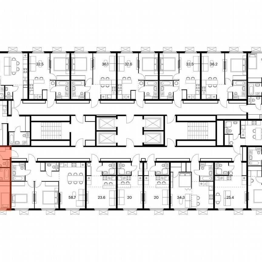 2-к. квартира, 46,2 м², 18/25 эт.