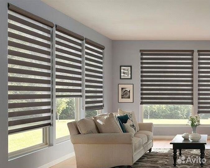 Рулонные шторы блэкаут UNI mini зебра