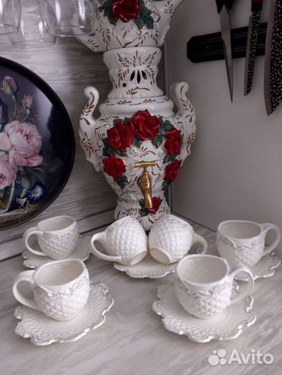 Чайный сервиз самовар электрический фарфоровый