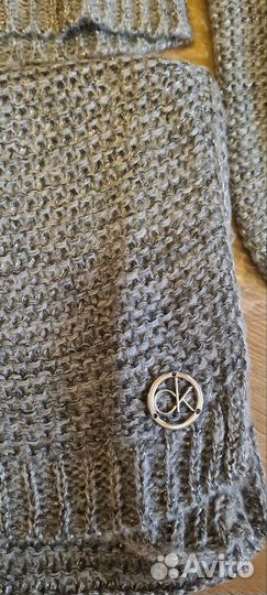 Сет Шапка,варежки,шарф calvin klein