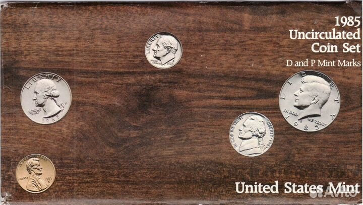 Годовой набор монет США 1985 год (5 монет + жетон