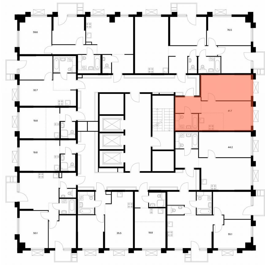 1-к. квартира, 41,7 м², 2/25 эт.