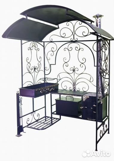 Мангал с крышей и жаровней