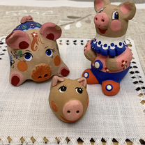Поросята, хрюши, глина, свистулька, 3 шт, Москва