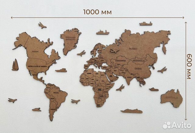 Настенная карта мира из дерева.Интерьерные карты