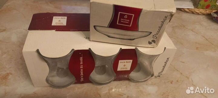 Новый набор турецких стаканов для чая с блюдцами